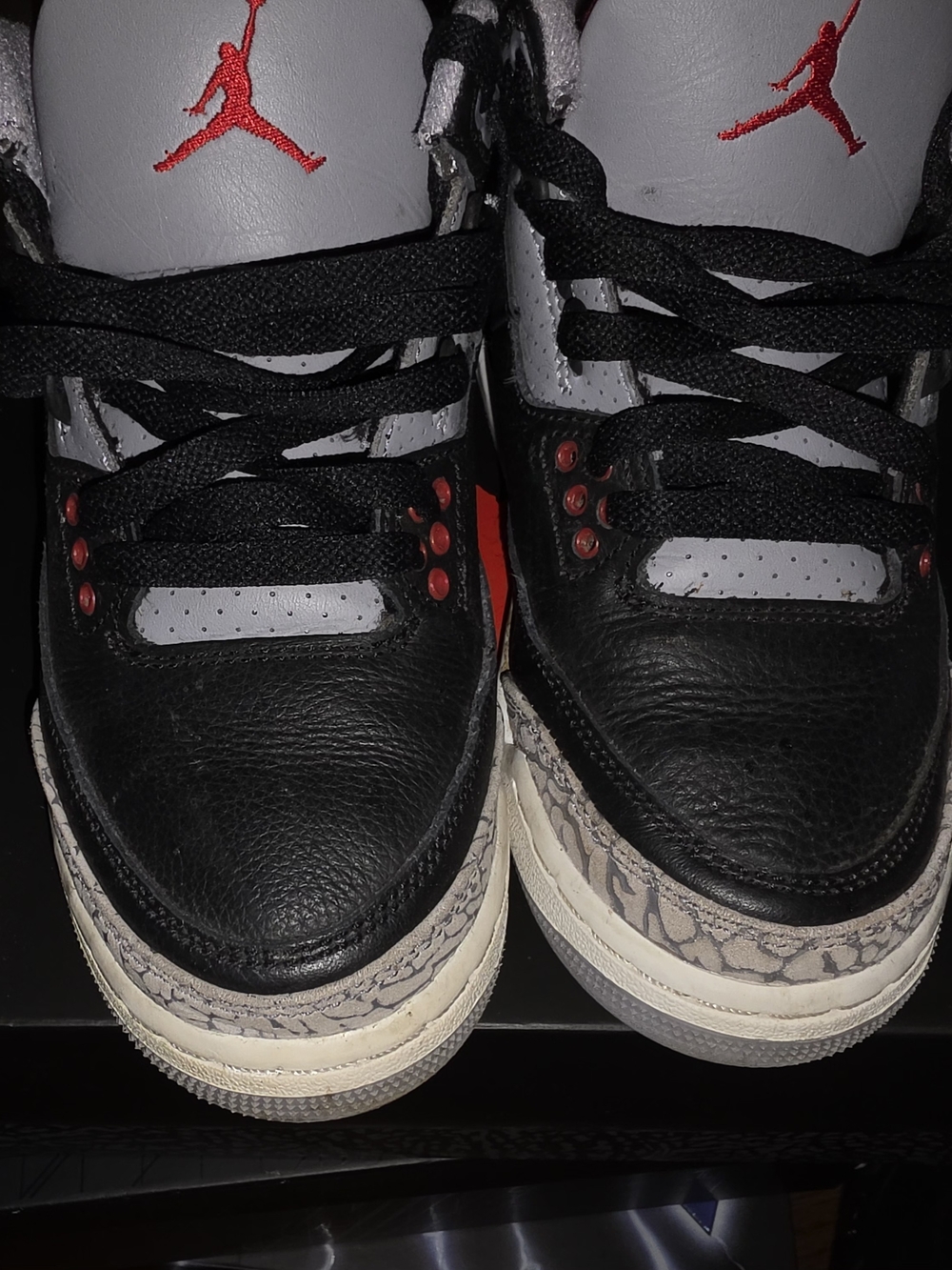 Jordan 3 Kids Black/Gray/Red Retro Elephant Print Sneakers